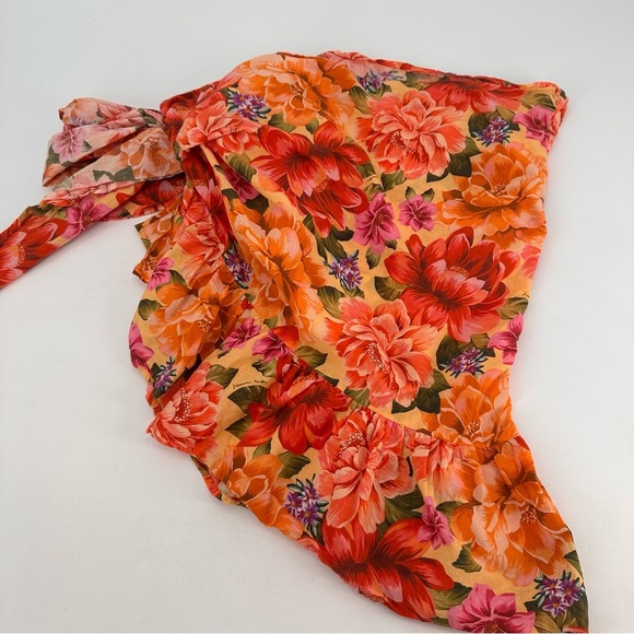 Farm Rio Anthropologie Lia Cover Up Mini Skirt Floral Print Wrap Cotton Medium - Picture 6 of 7